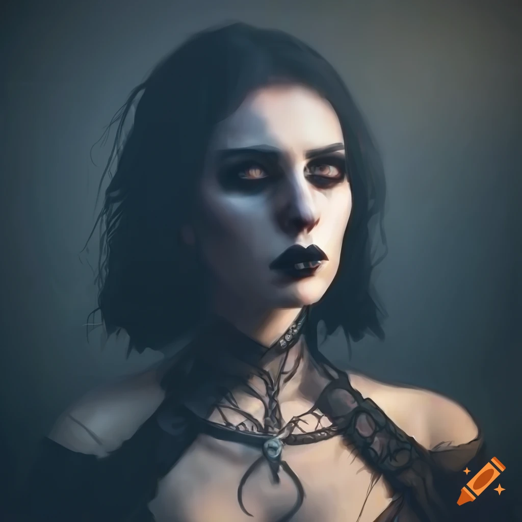 Portrait of a goth lady on Craiyon