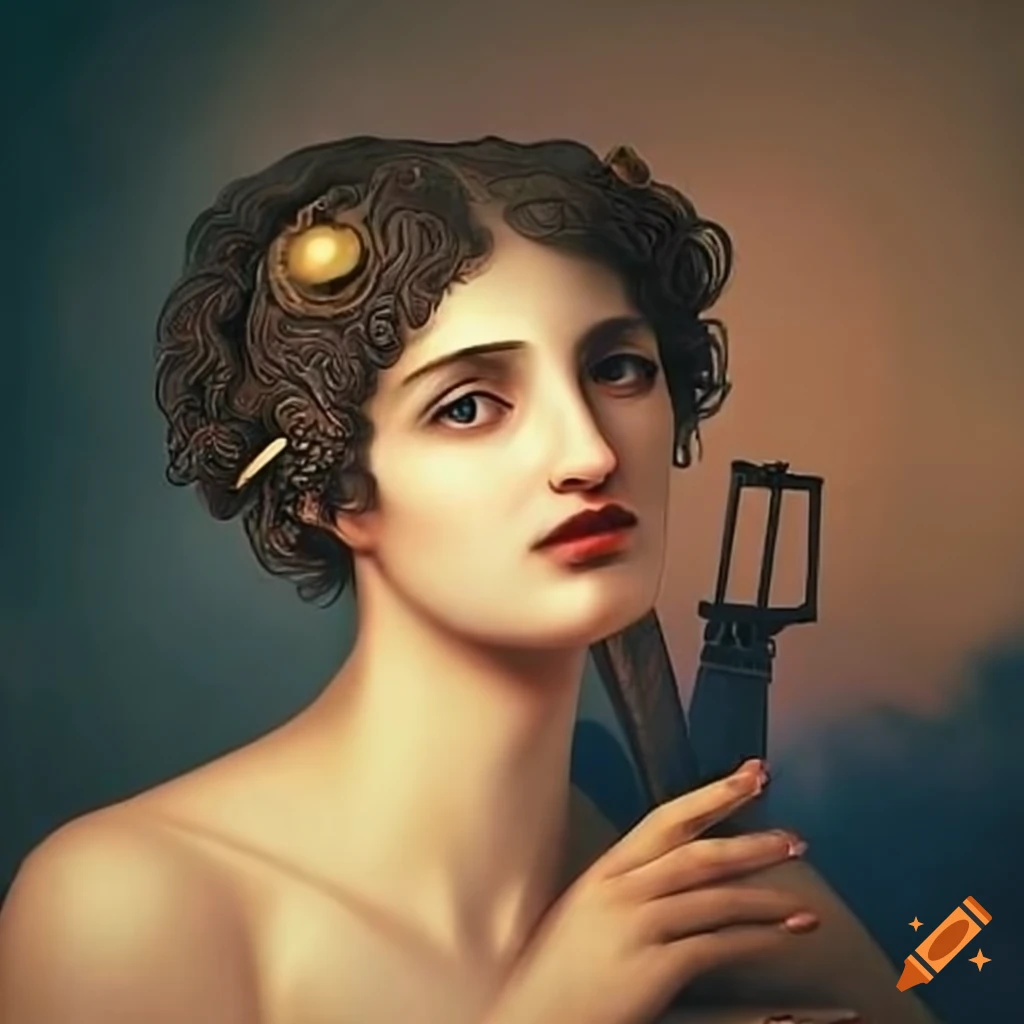 depiction of Sappho playing a lyre