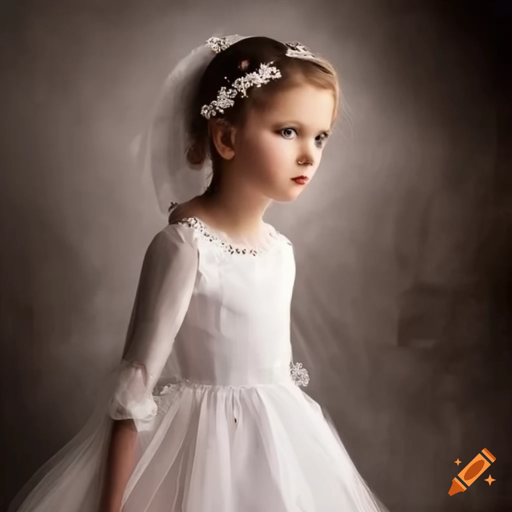 Little girl in a communion dress and mary janes