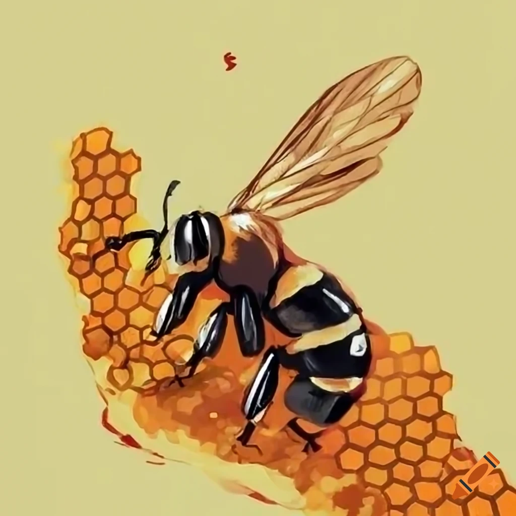 Bee on honeycomb on Craiyon