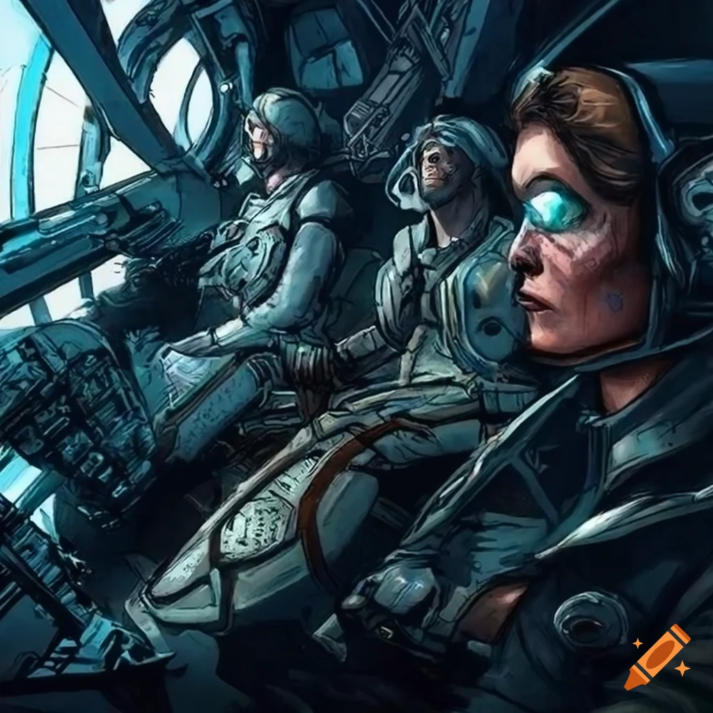 Detailed futuristic artwork of pilots in gyroscopic cockpit on Craiyon