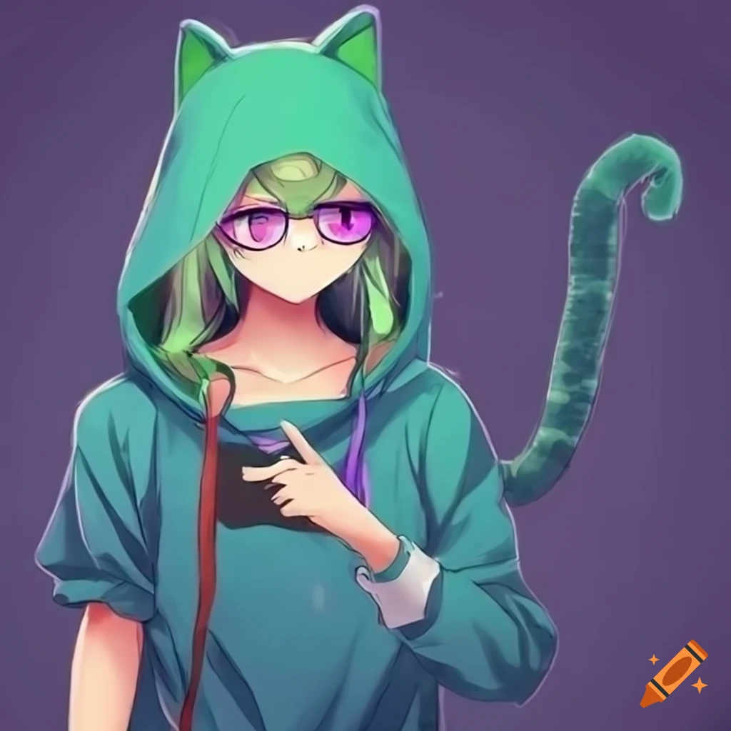 anime catgirl with a unique style