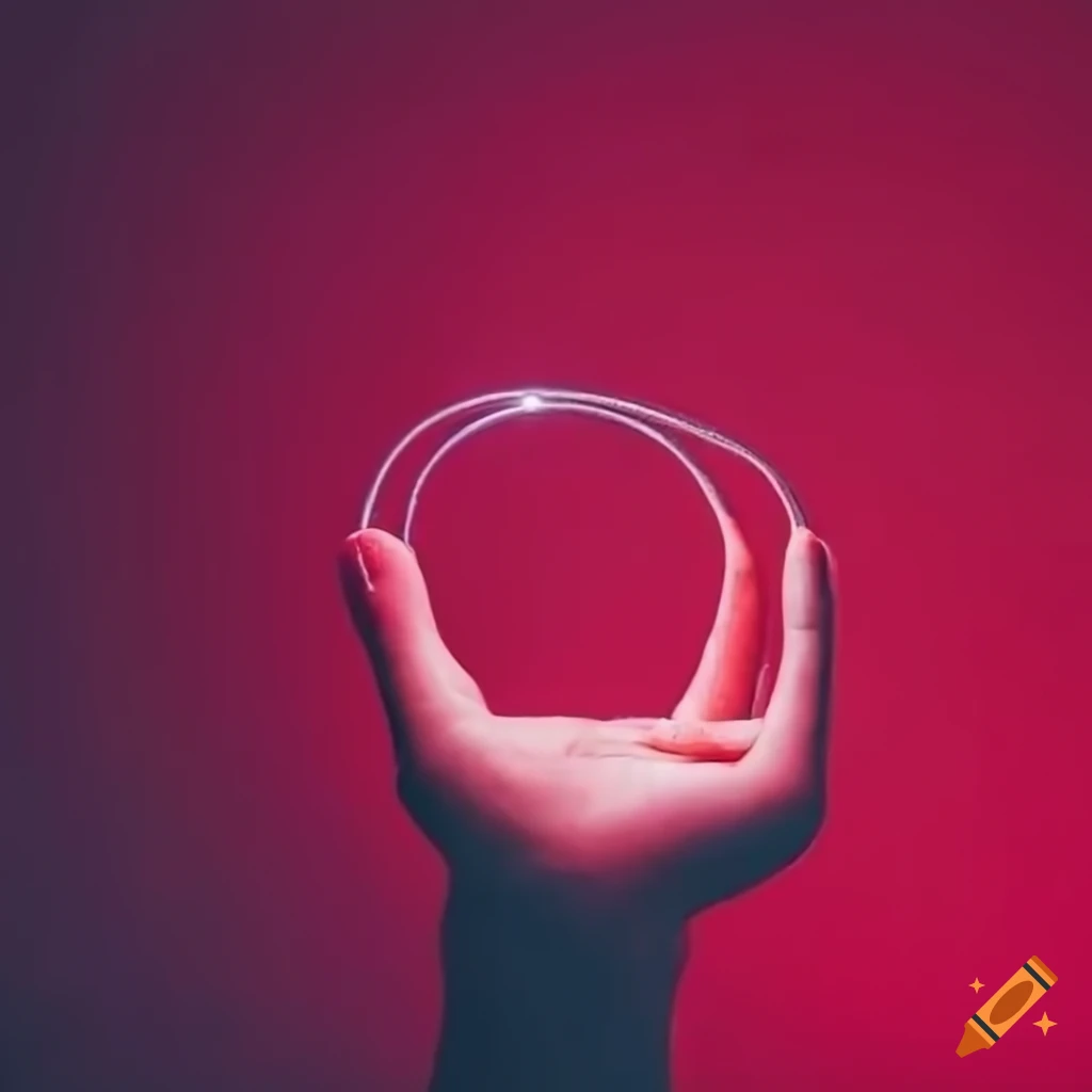 hand holding a balloon wire on red background