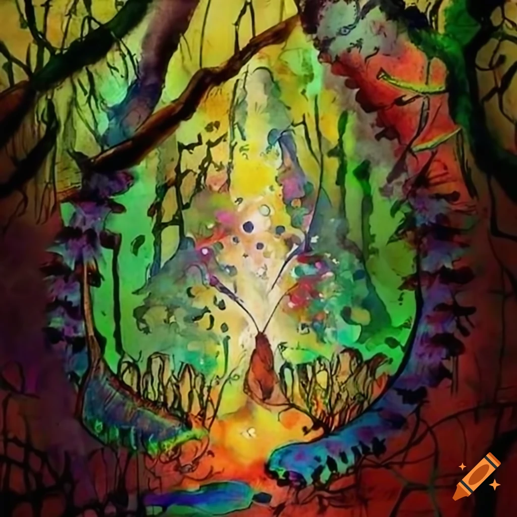 Sacred Santo Daime Religious Path In The Forest With Psychedelic Sky On sacred-santo-daime-religious-path-in-the-forest-with-psychedelic-sky-on