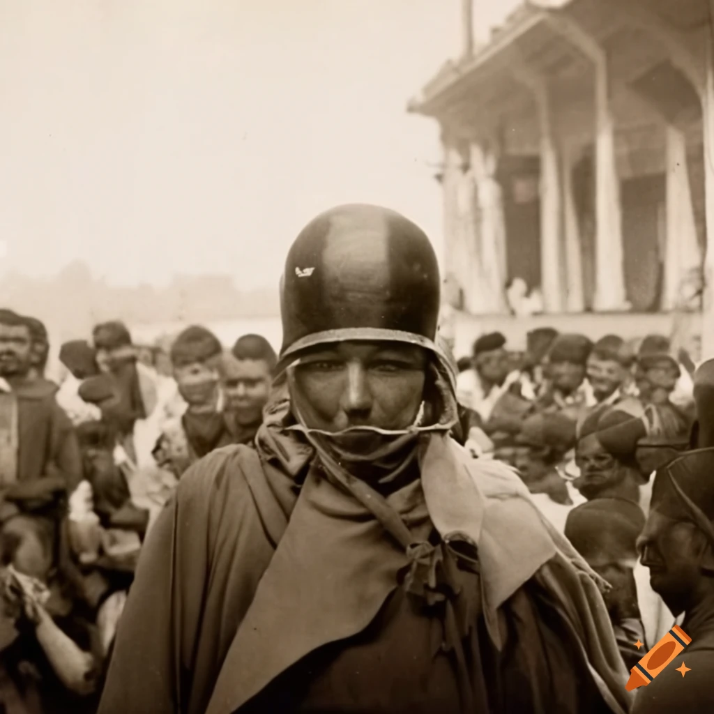 The Giant of Kandahar wearing a football helmet in a crowd