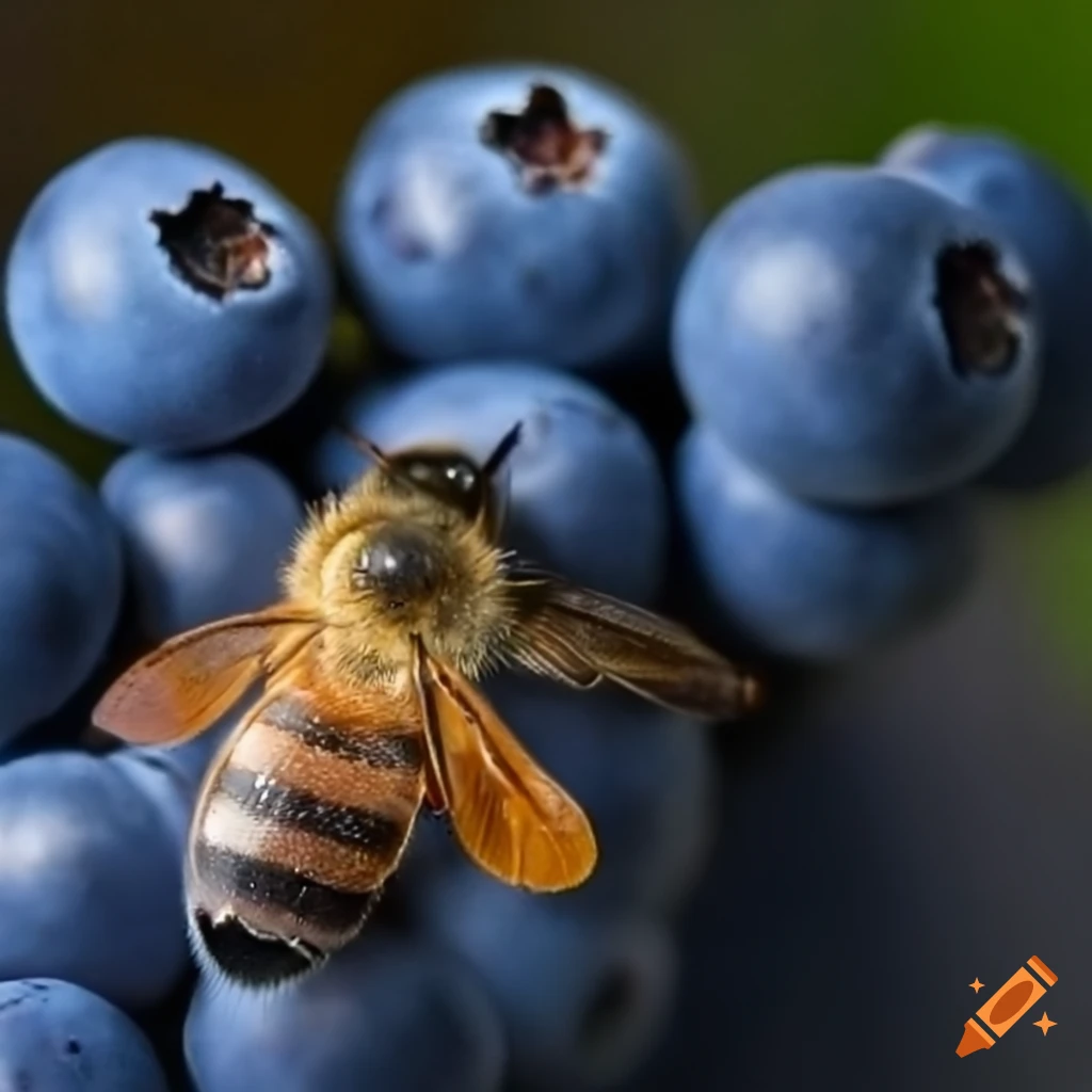 Blueberries and bees on Craiyon