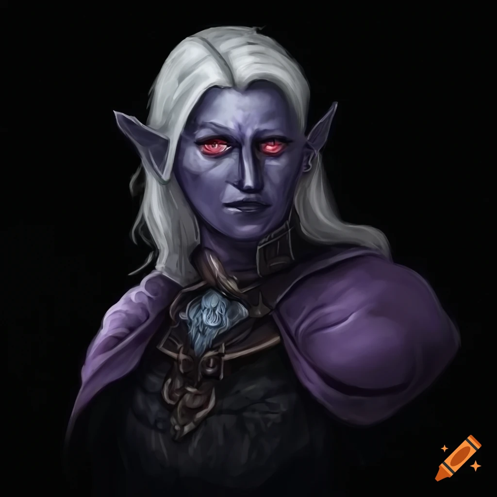 Portrait of a male half-drow cleric of selûne