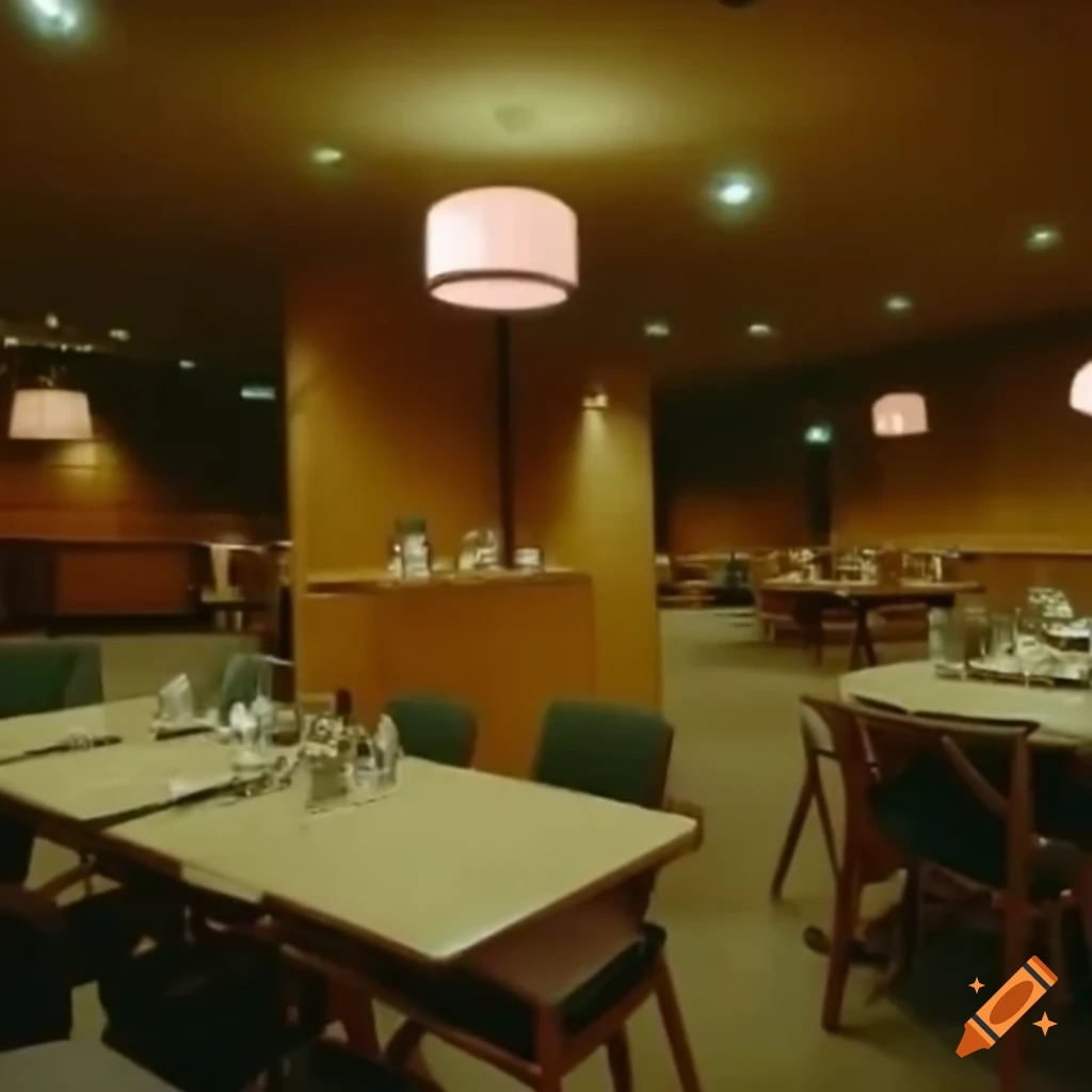 haunting photograph of a liminal restaurant interior at night