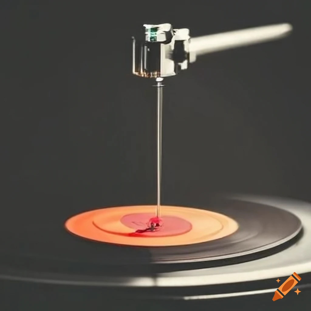 Close up of a turntable needle on Craiyon