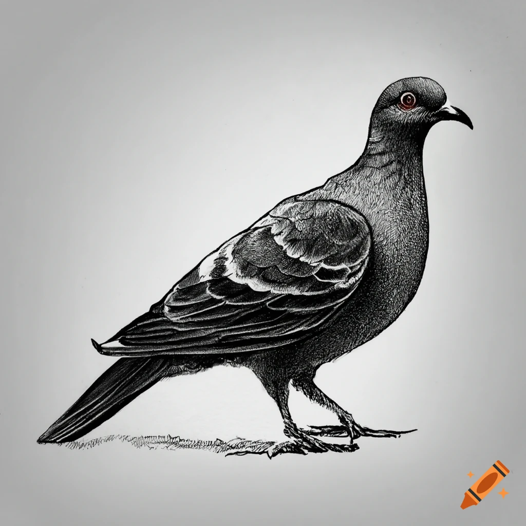 drawing of a laughing pigeon