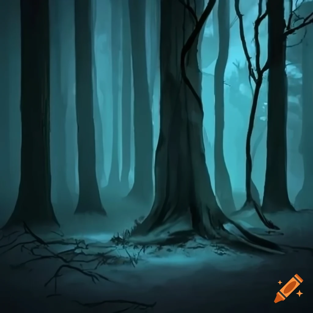 nighttime view of a forest