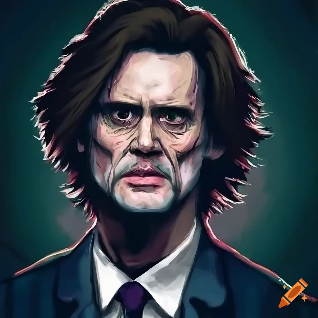 digital art of Jim Carrey as a zombie
