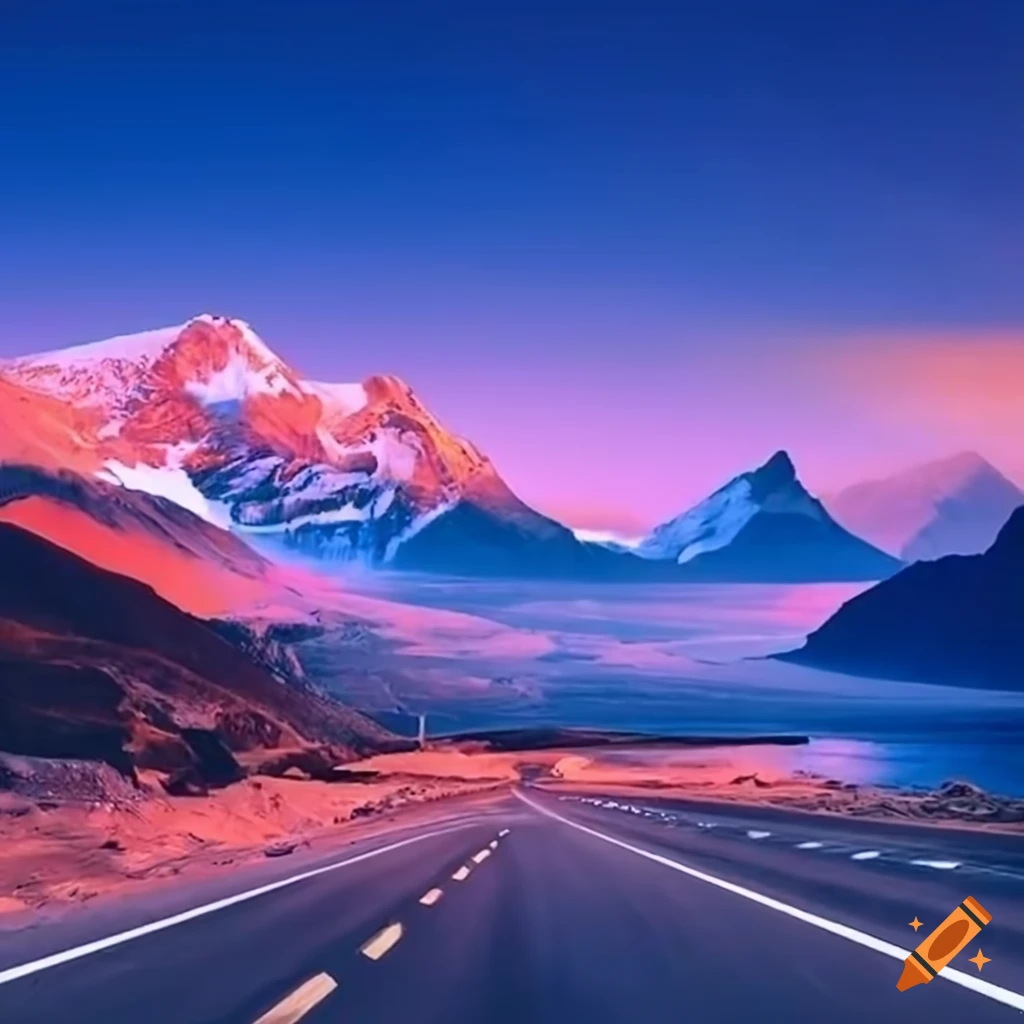 Empty Road With Mountains In The Background On Craiyon