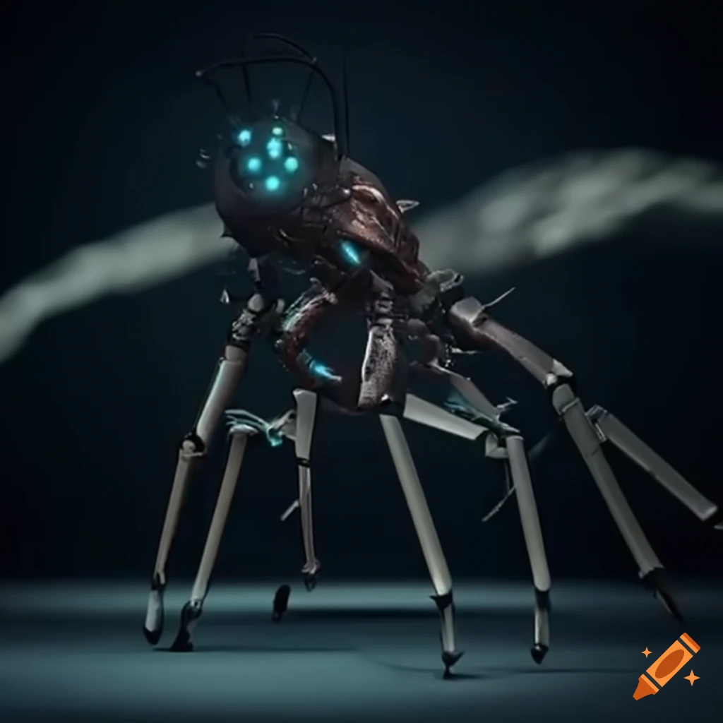 Futuristic robot designed like a dark insect on Craiyon