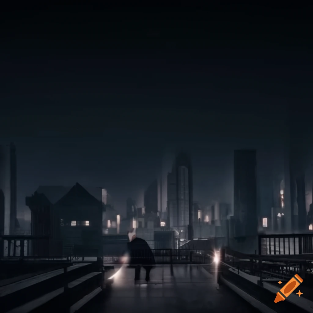 dystopian city artwork on a school rooftop