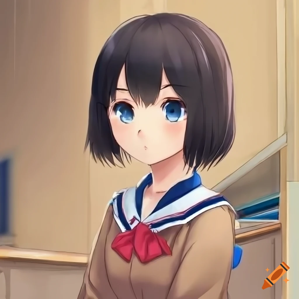 portrait of a Japanese schoolgirl anime character