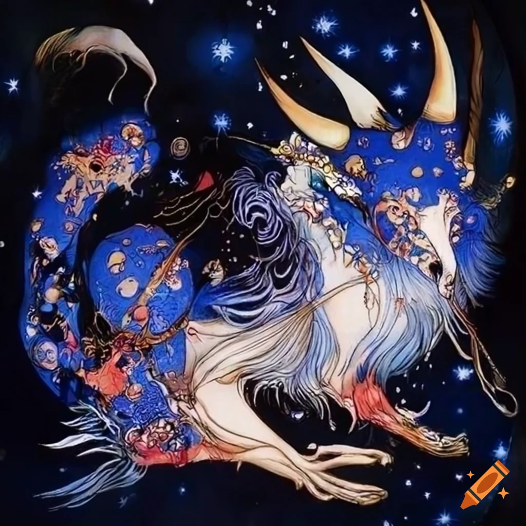 Stunning artwork of animal constellations in yoshitaka amano style on ...
