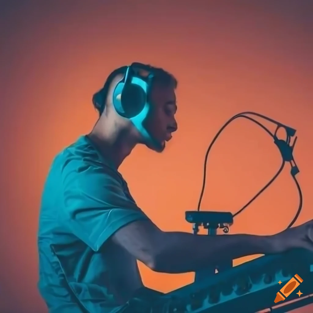 Orange themed Home Studio For Music Production On Craiyon