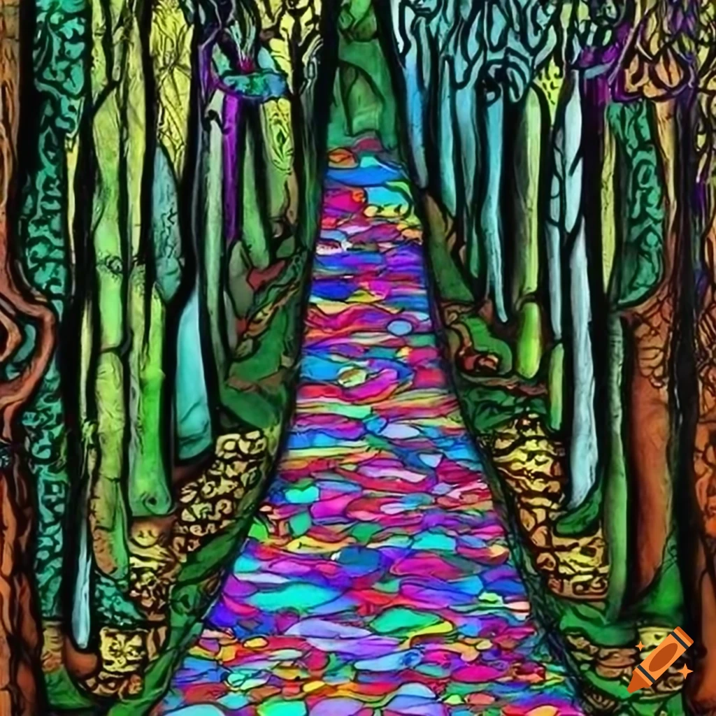 Illustration Of A Sacred Santo Daime Path In A Forest On Craiyon psychedelic-santo-daime-religious-path-in-a-forest