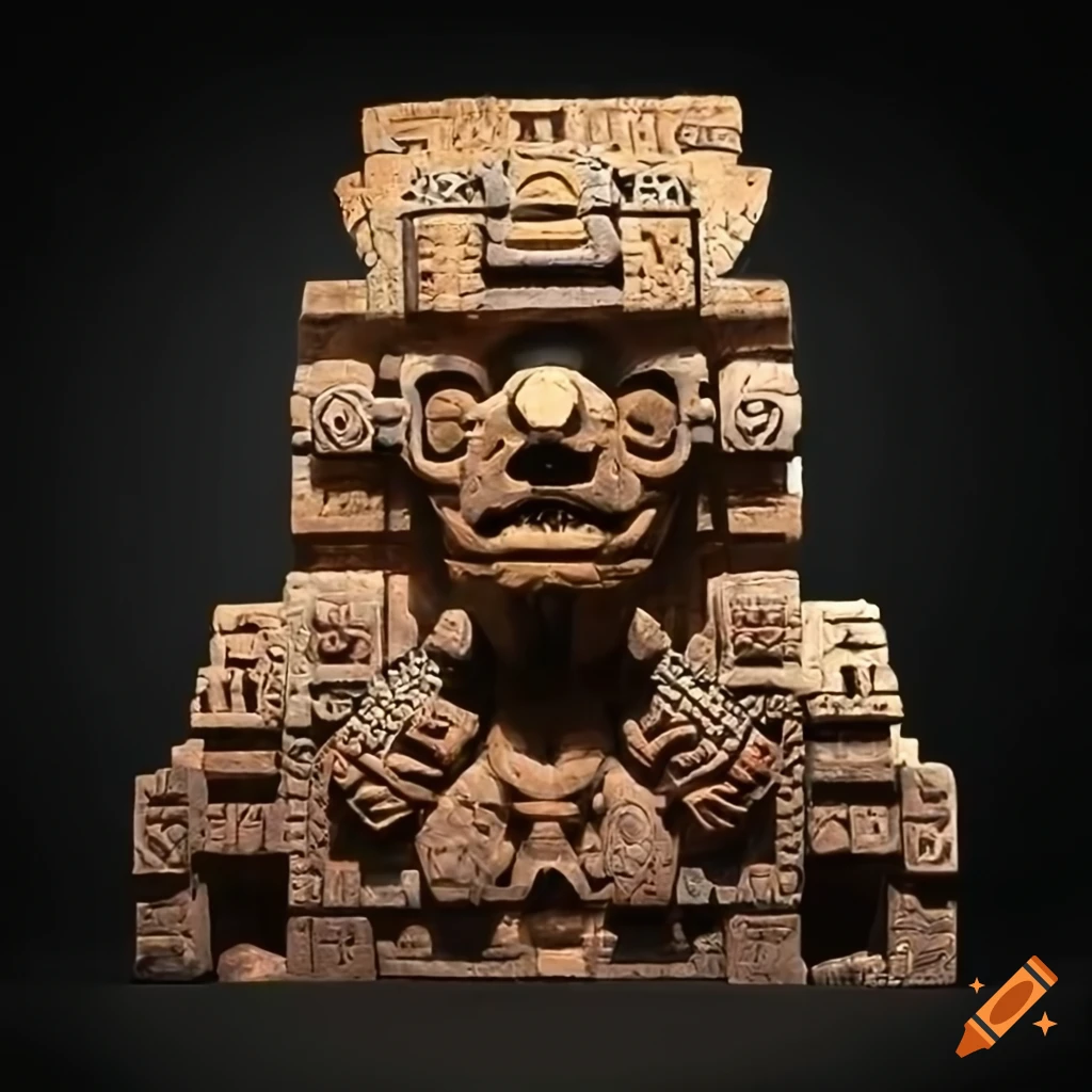 Aztec architectural stave carving artwork