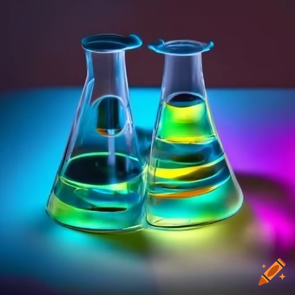 colorful chemical reaction in a lab