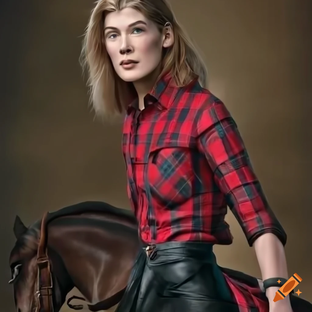 hyperrealistic photograph of Rosamund Pike as a horse rider