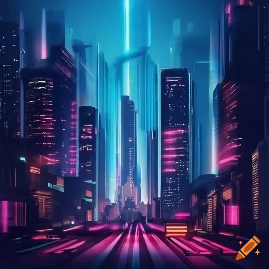 Cyberpunk cityscape with flying cars on craiyon