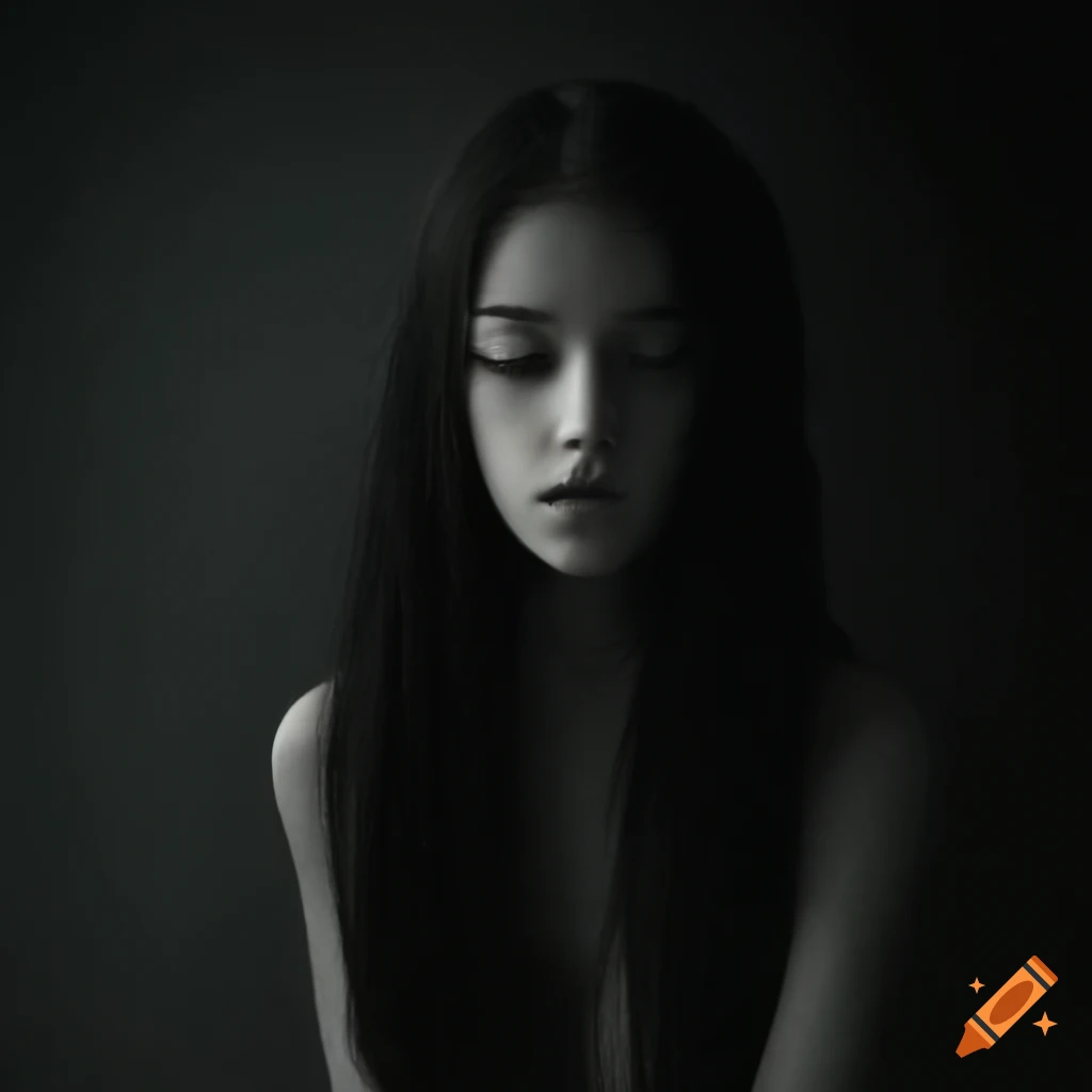 Portrait Of A Girl With Jet Black Hair