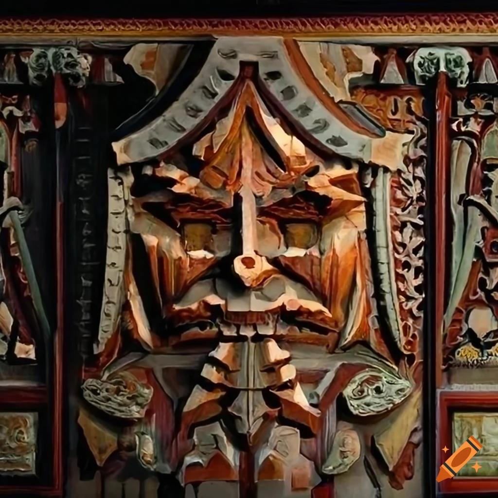 detailed architectural carving inspired by Zelda game