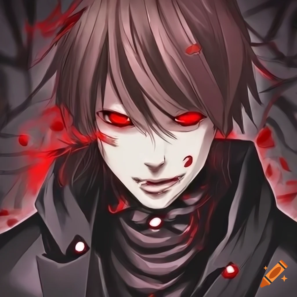Portrait of a male vampire with red eyes