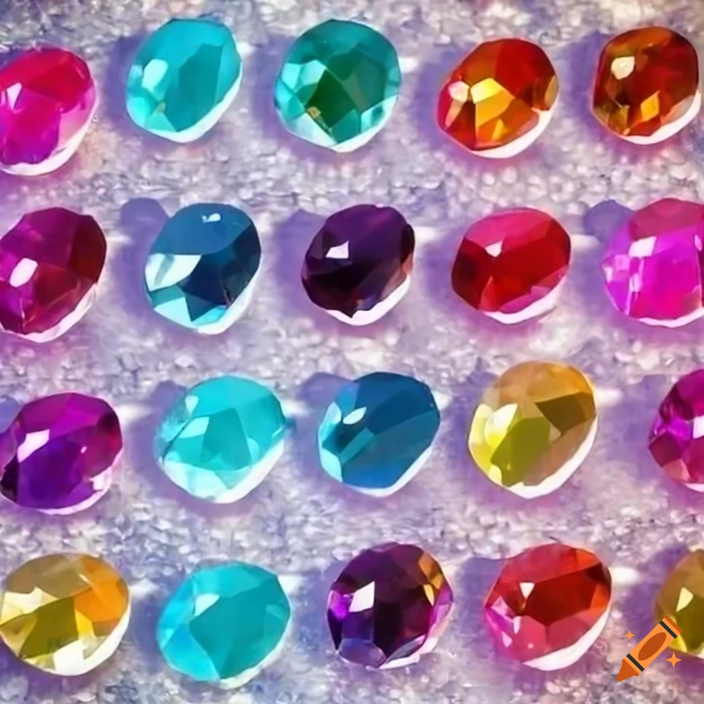 Colorful rows of gems