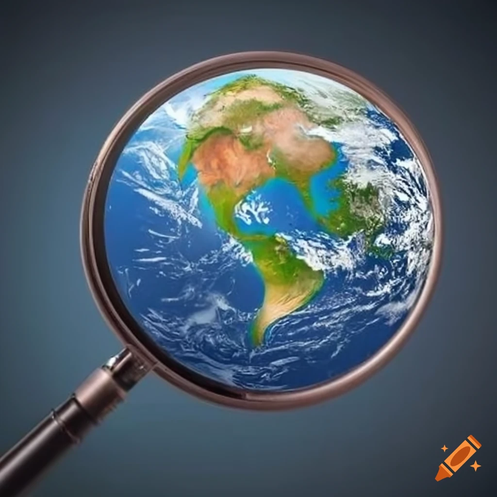 magnifying glass over planet Earth