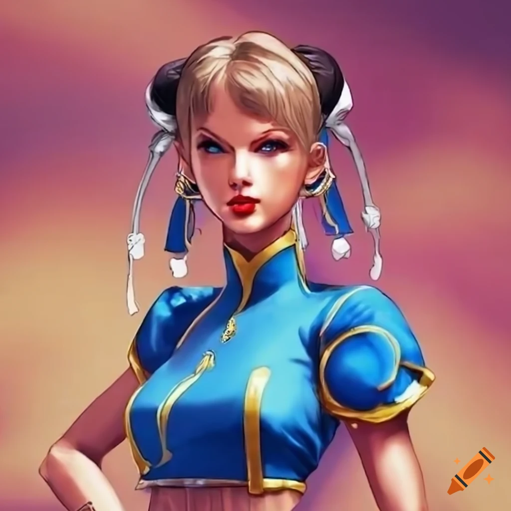 Taylor swift dressed as chun-li from street fighter on Craiyon