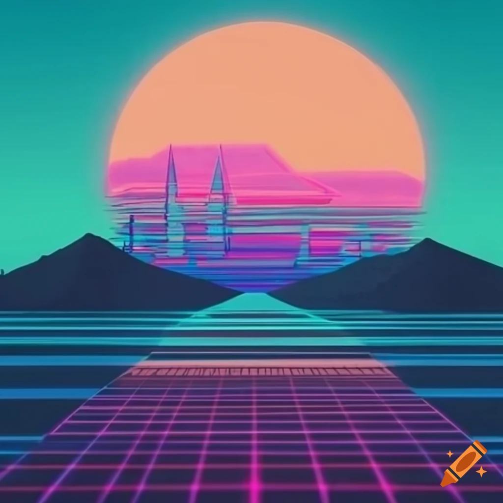 retro landscape with a synthwave aesthetic