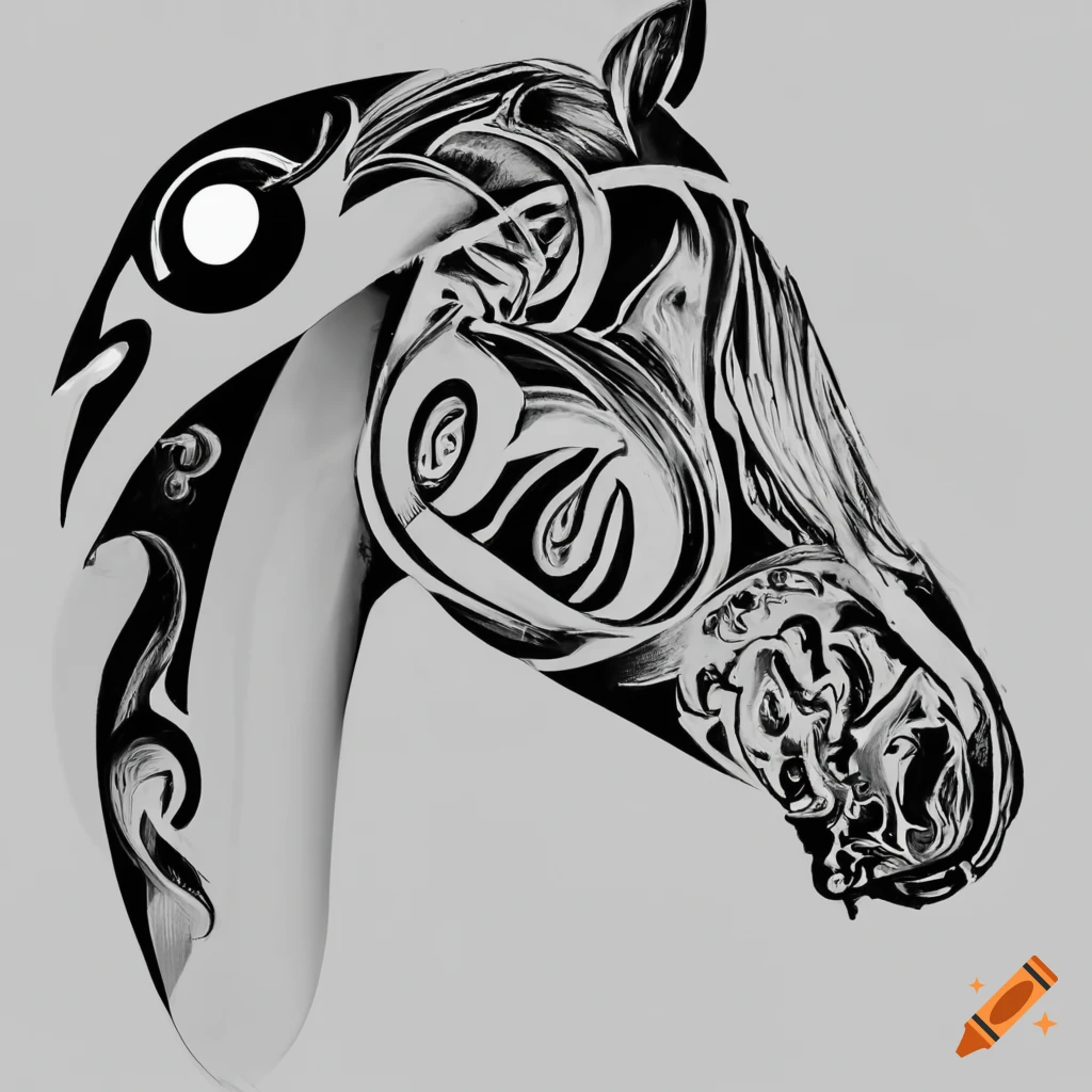 How to Draw a Horse Portrait - Tribal Tattoo Design Style - YouTube