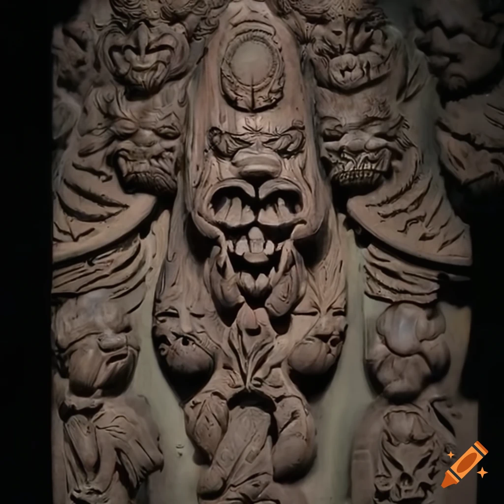 detailed moth werewolf carving in high-definition