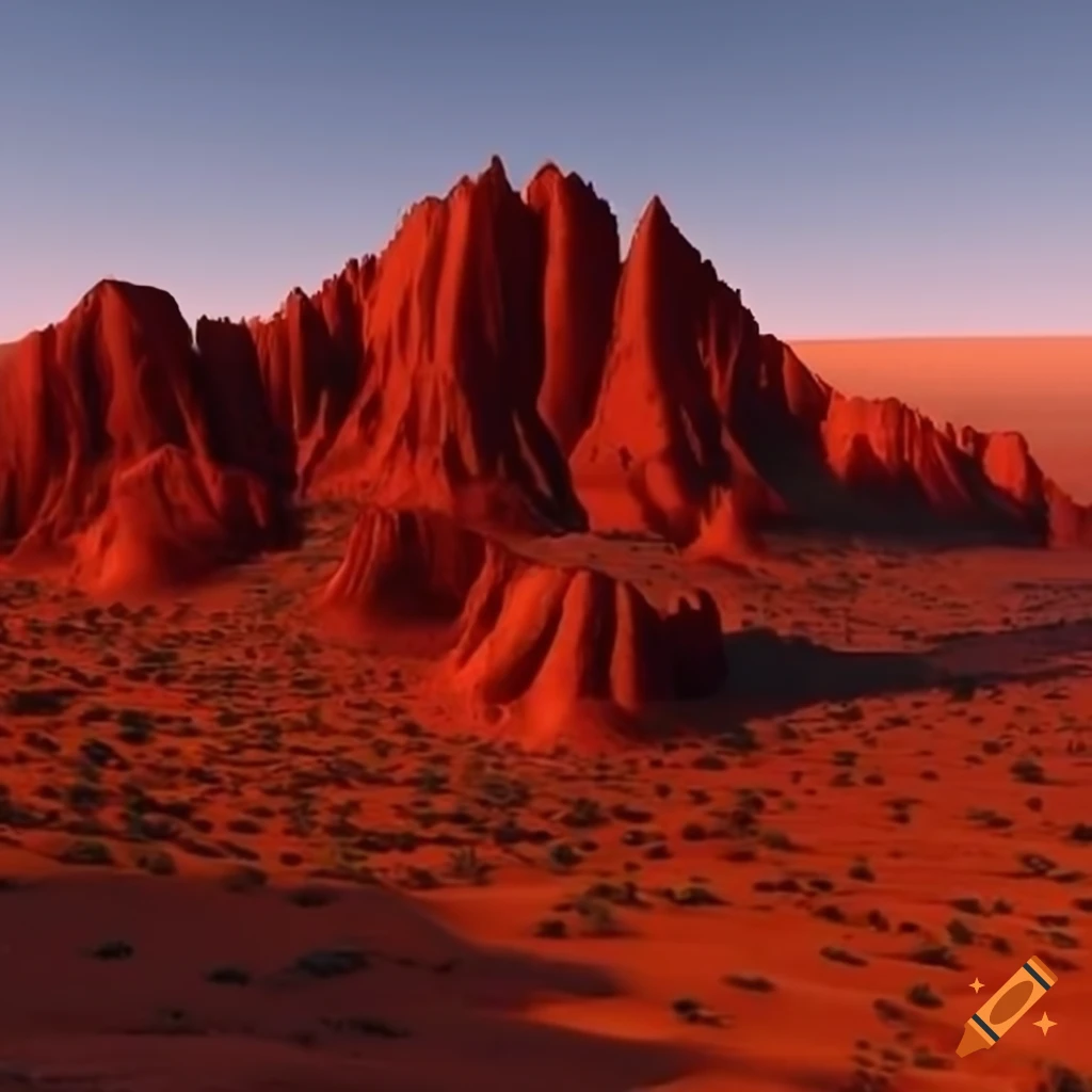 Image of a giant world in a crimson red desert on Craiyon