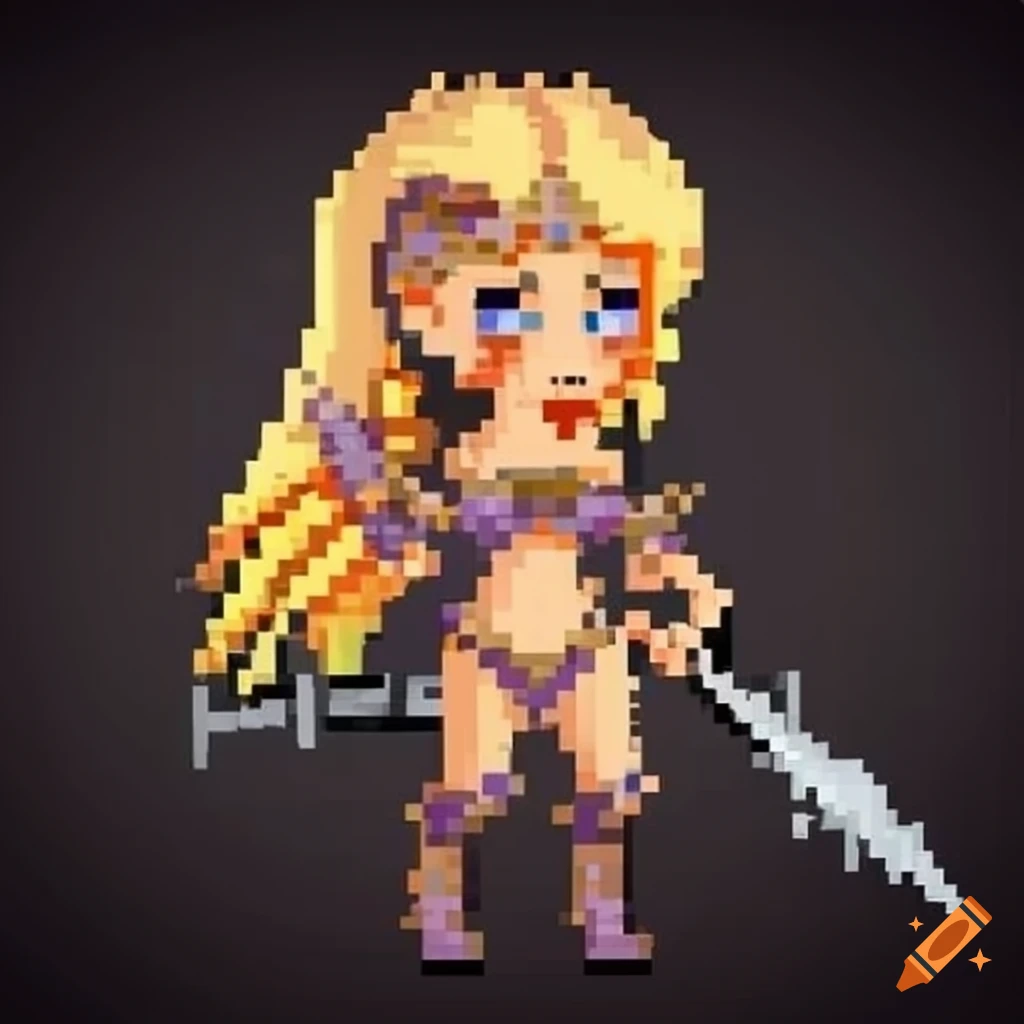 blonde moon maiden diablo princess pixel art figurine