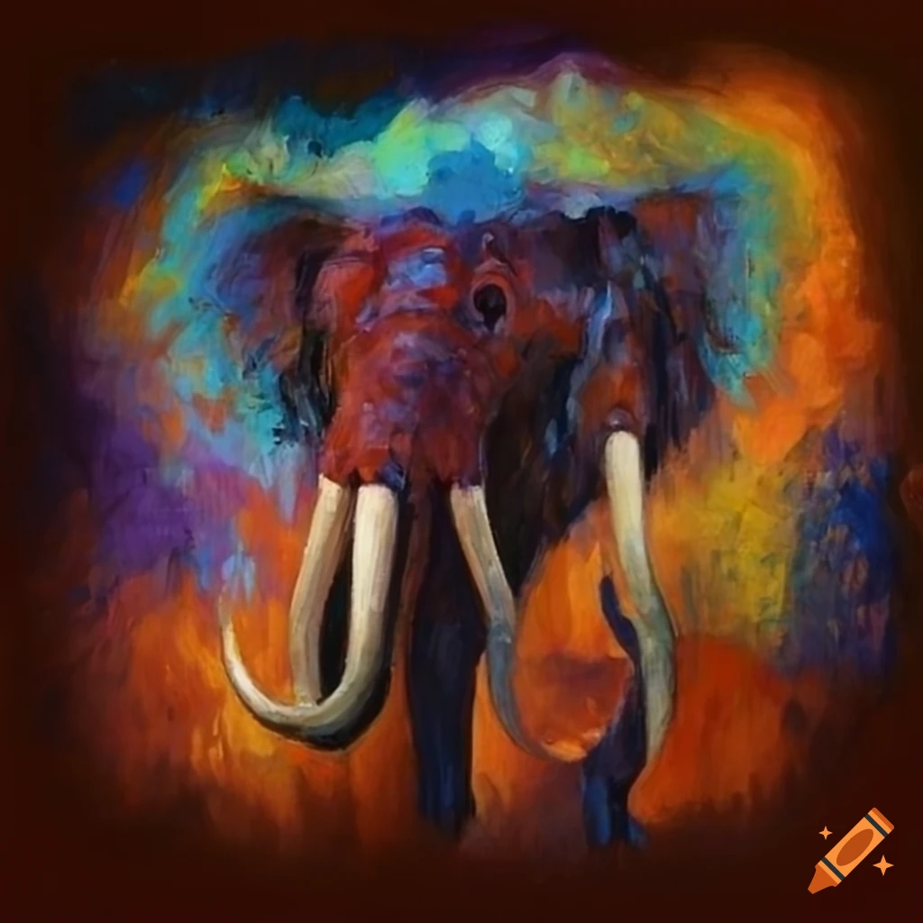 impressionistic cave painting of a mastodon