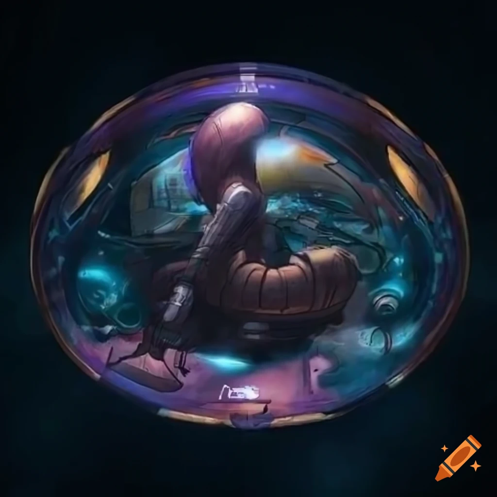 detailed artwork of anthropomorphic pilots in futuristic gyroscopic cockpits