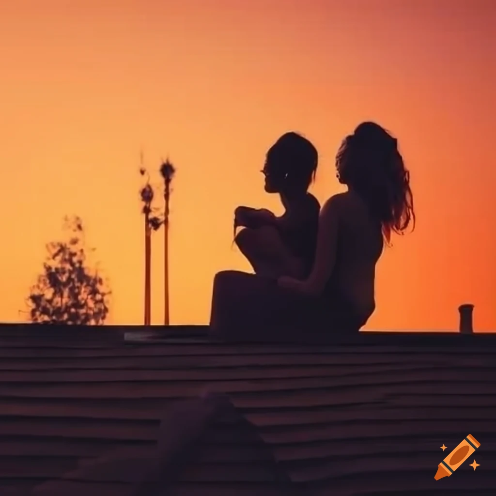 Woman Enjoying Sunset On A Rooftop On Craiyon