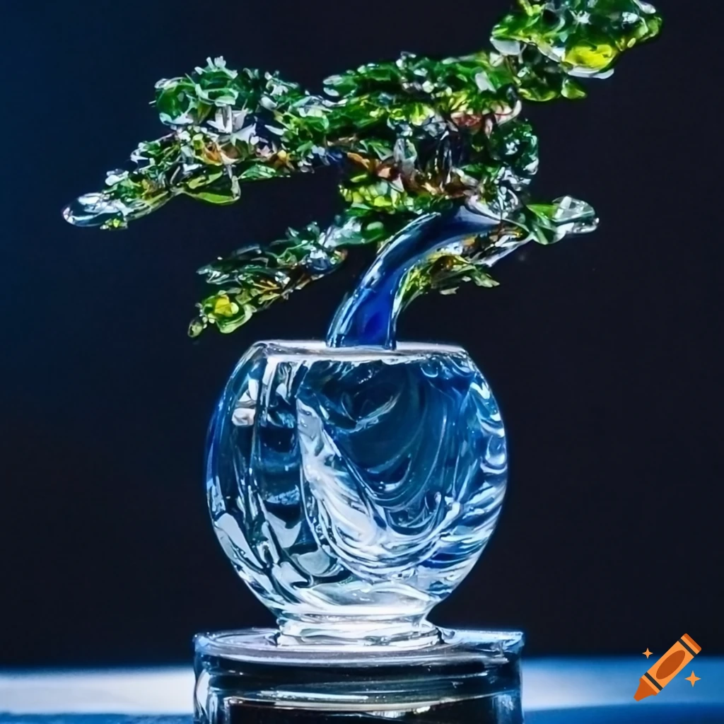 detailed glass bonsai sculpture