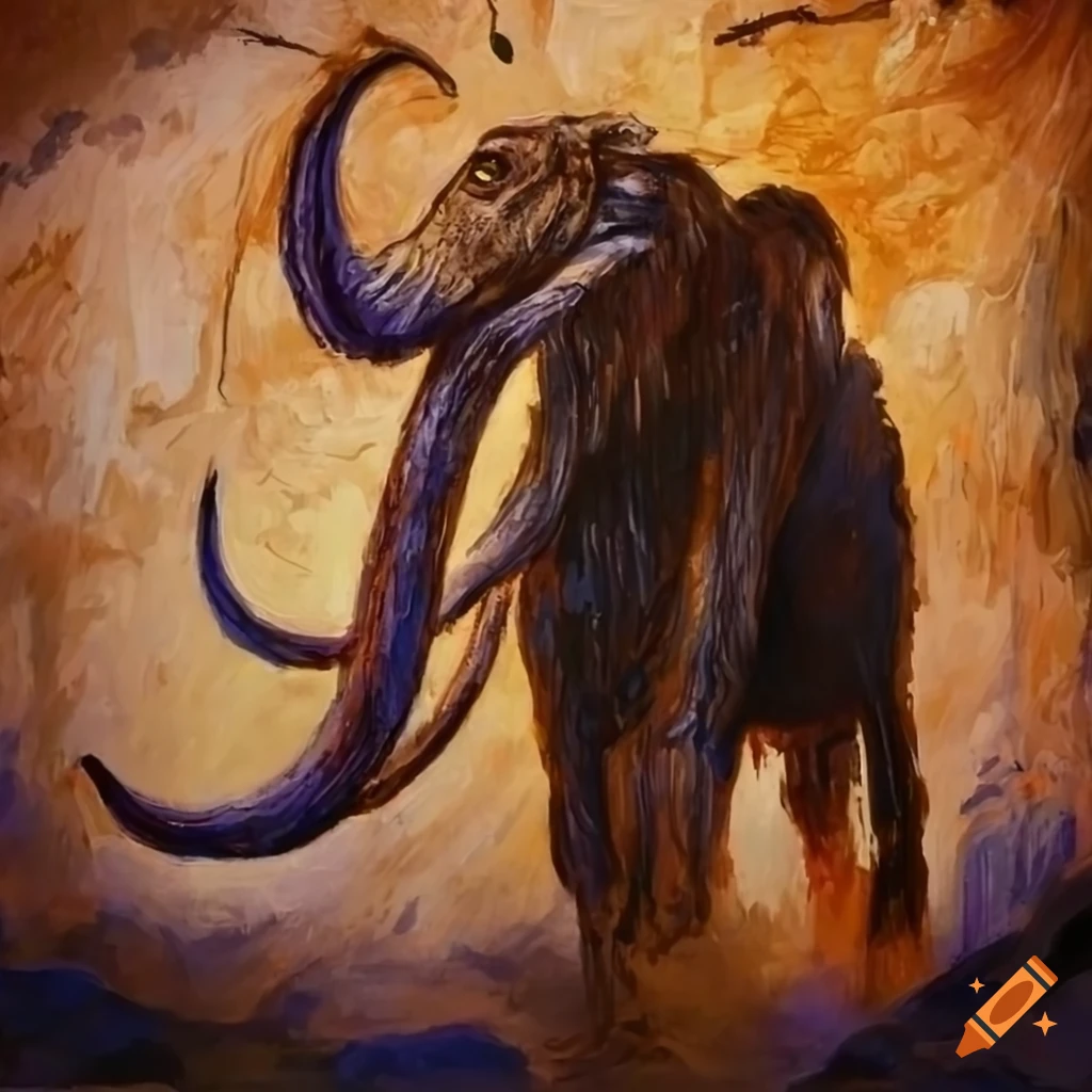 impressionistic cave painting of a mastodon