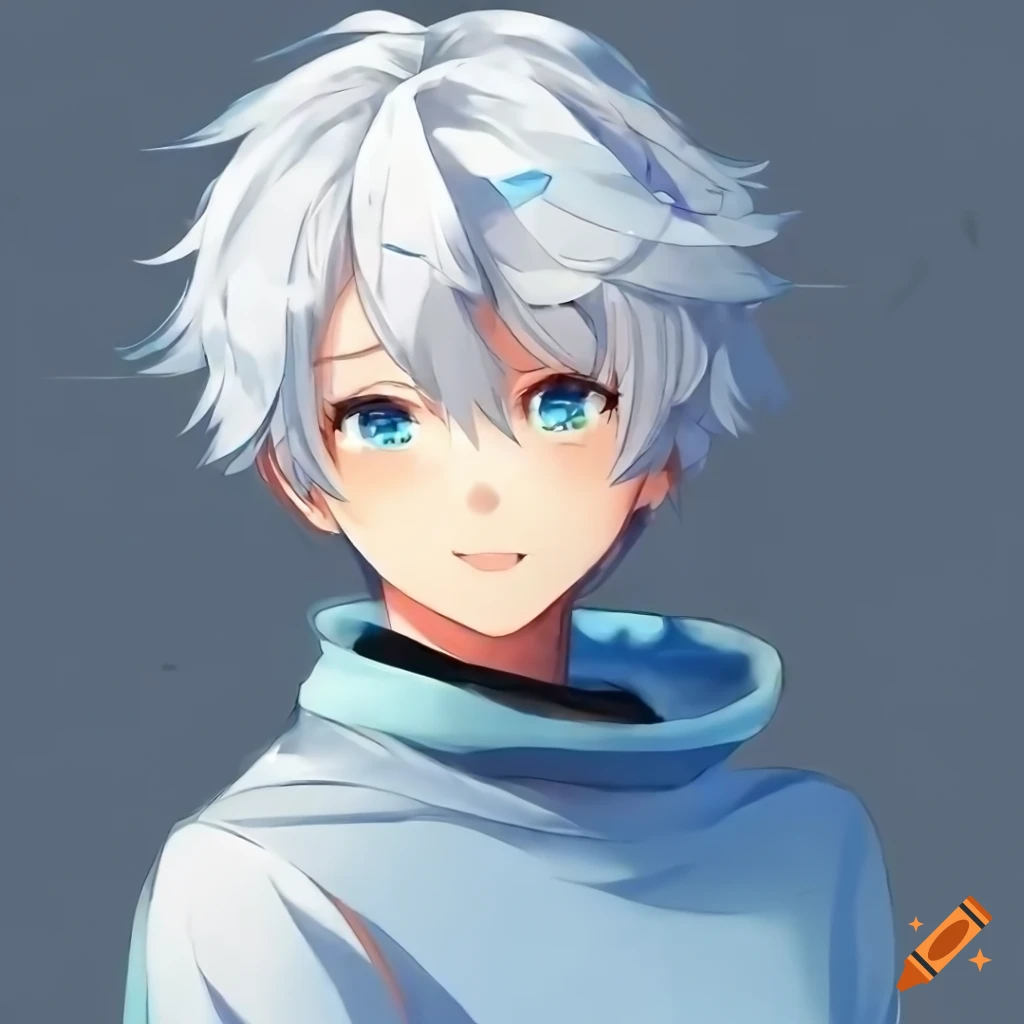 anime boy with white hair and different colored eyes