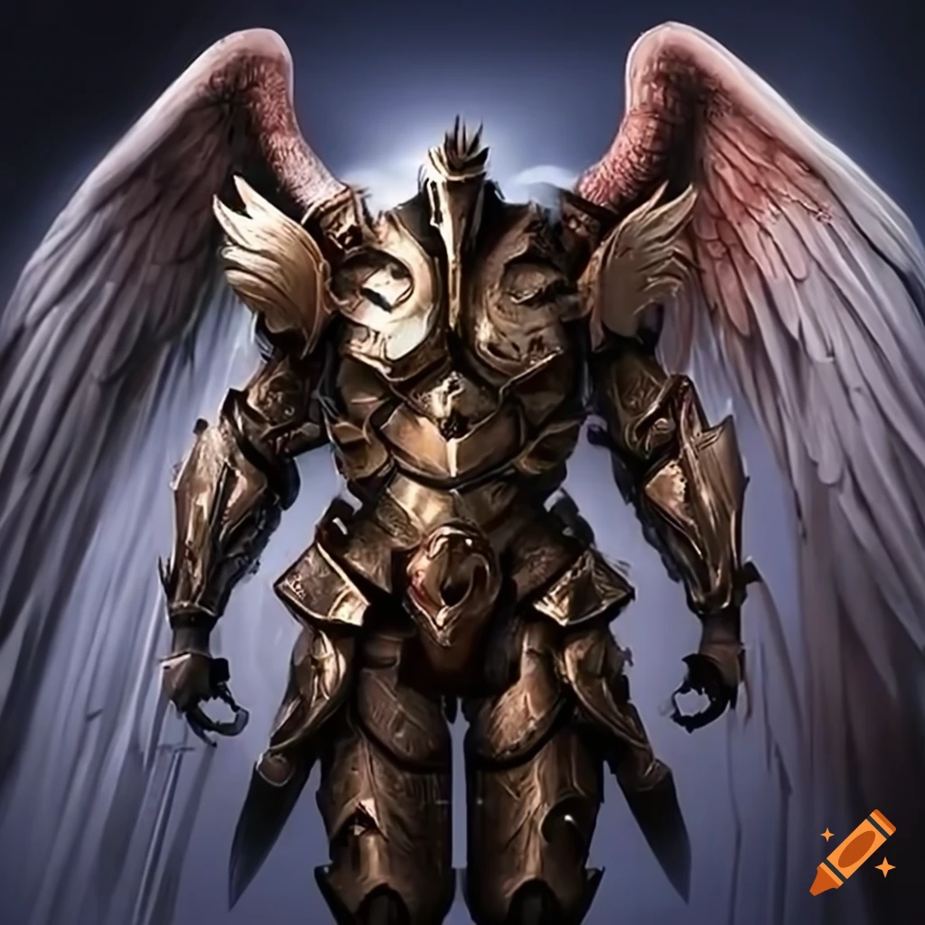Archangel male character, fully armoured and using a delightful