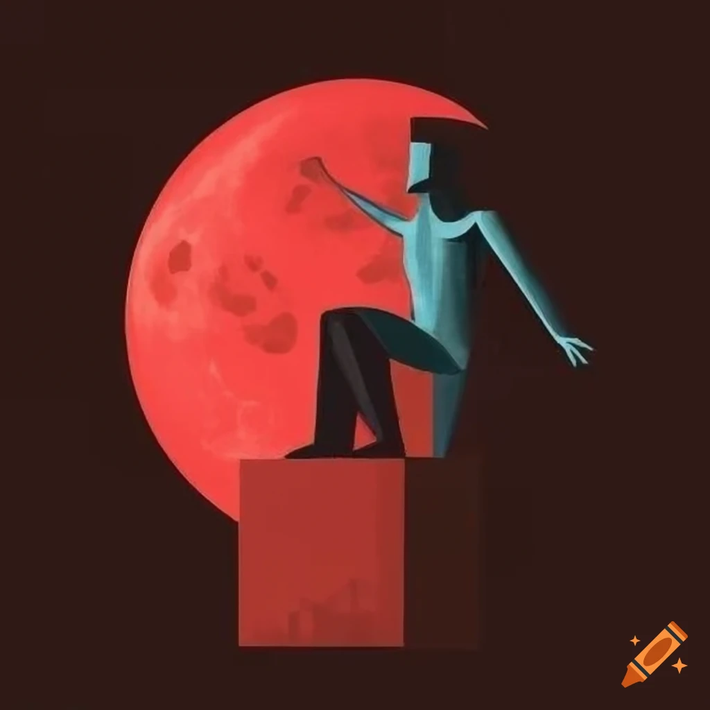 Cubism artwork of man stealing the moon on Craiyon