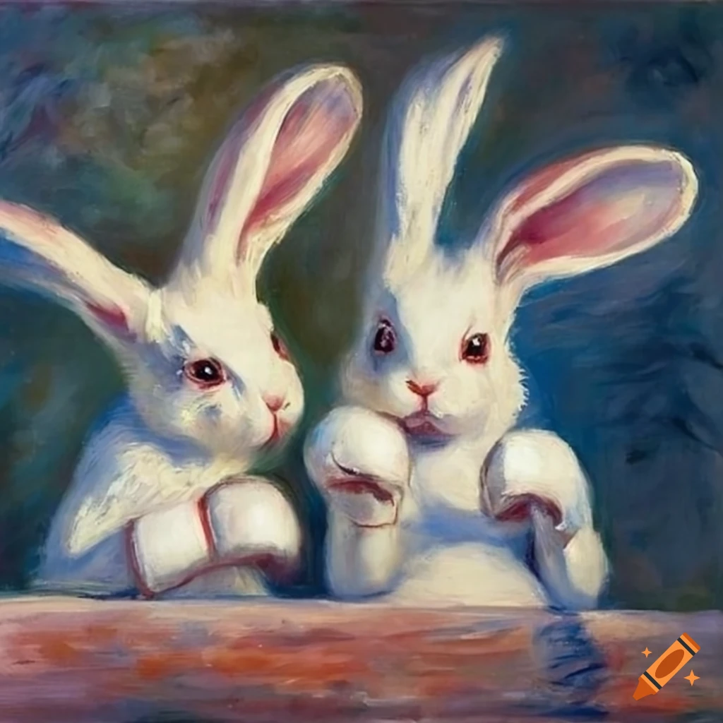 Beautiful drawing of two lop eared rabbits, monet on Craiyon