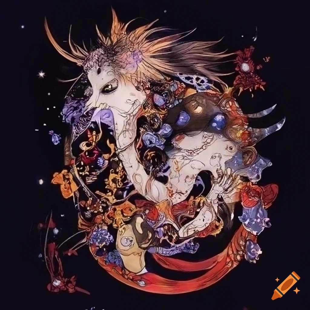 Stunning artwork of animal constellations in yoshitaka amano style on ...