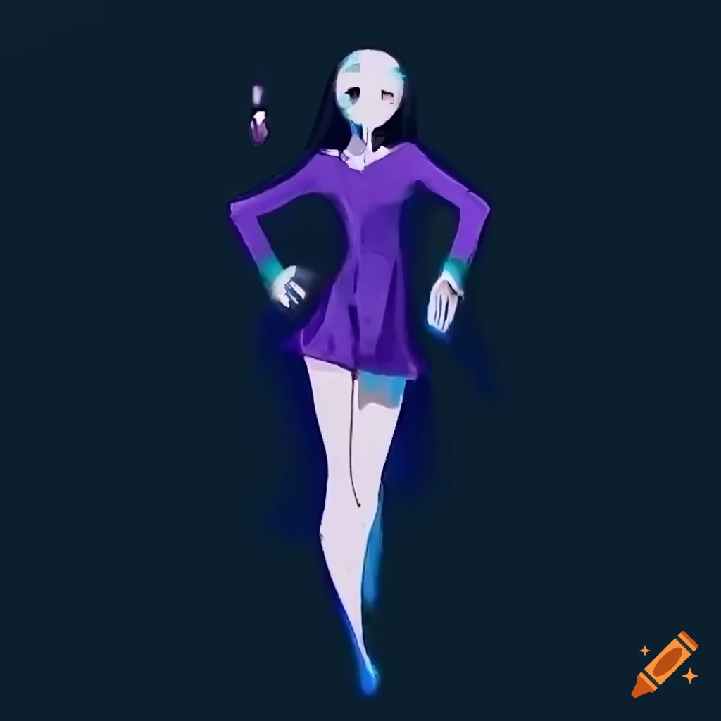 full-length portrait of an intriguing weirdcore character