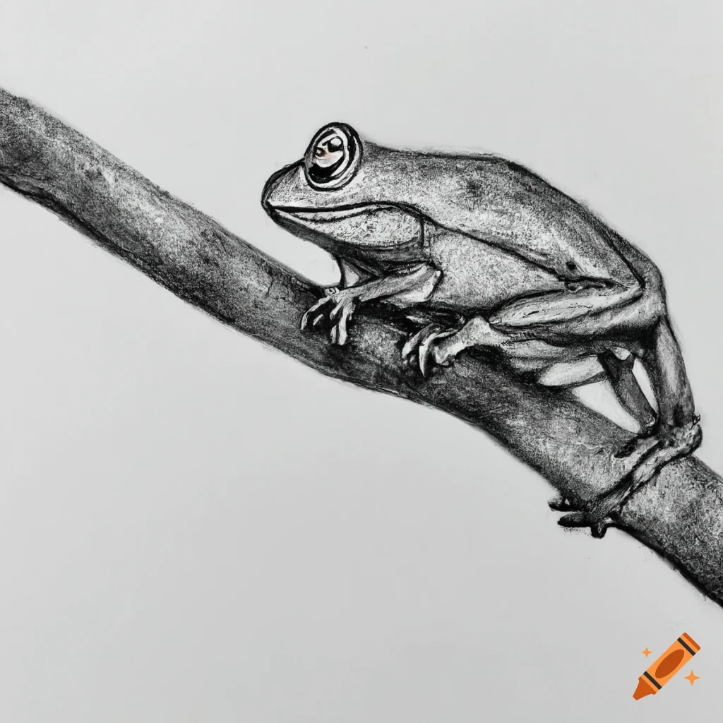Realistic pencil drawing of a cute frog on Craiyon